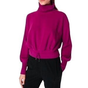 Sweaty Betty Amaranth Pink Melody Luxe Fleece High Roll Neck Pullover Size 6